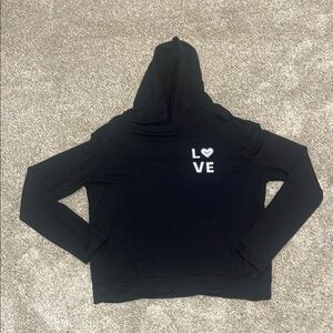 good hYOUman Black Hoodie with White Love Design